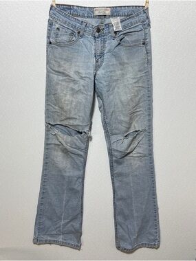 Light Blue Bootcut Jeans with Distressed Knees